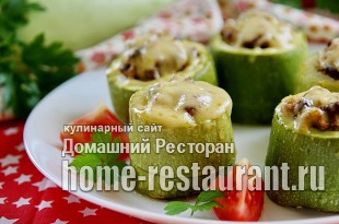 Фаршированные кабачки в духовке с грибами и сыром