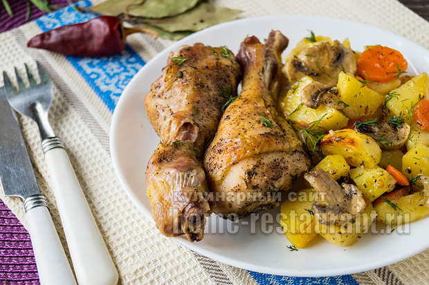 Куриные ножки в духовке с картошкой рецепт с фото _10
