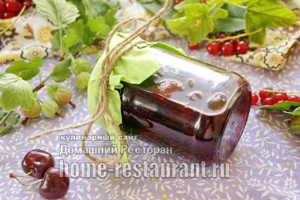 Варенье - ассорти из черешни с садовыми ягодами «Ягодный бум» фото
